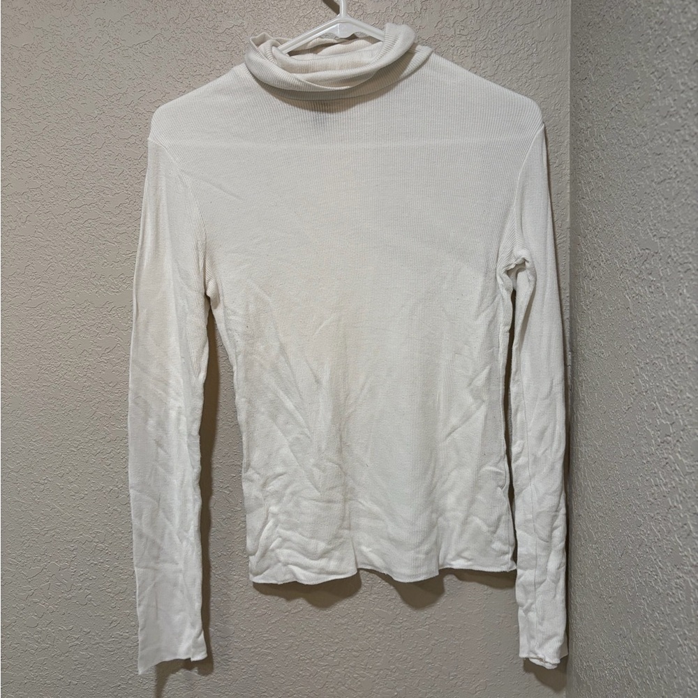 Wild Fable White Long Sleeve Turtleneck Top
